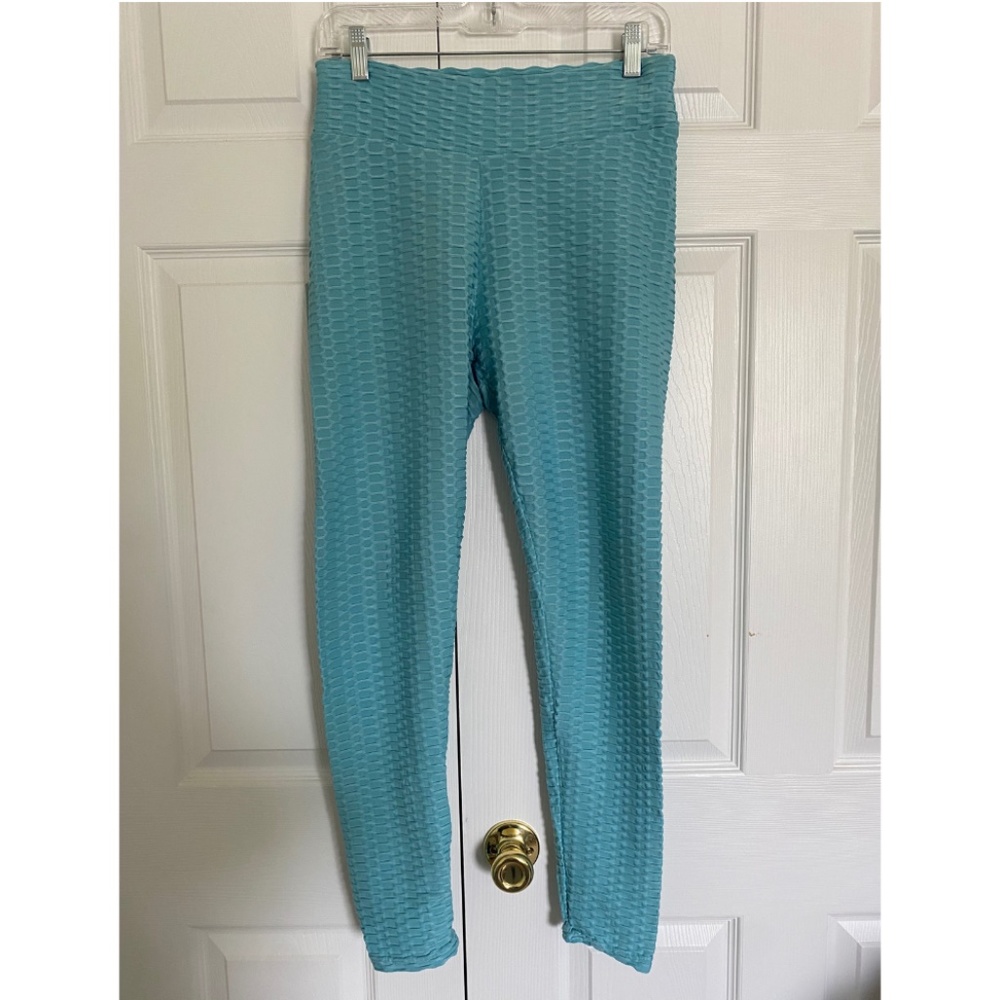 TikTok Viral Butt Scrunch Leggings - Bright Aqua - Size L